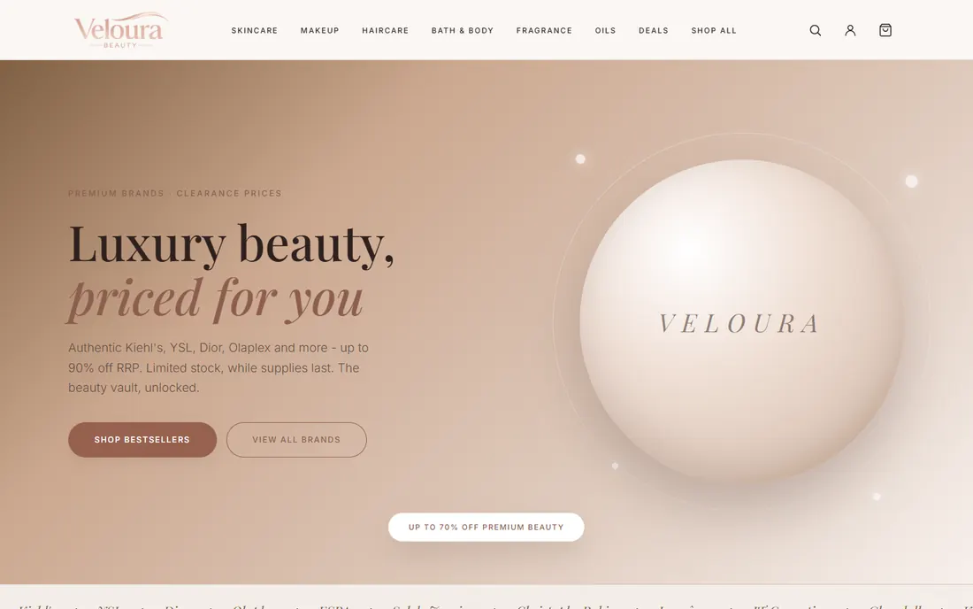 Veloura Cosmetics homepage